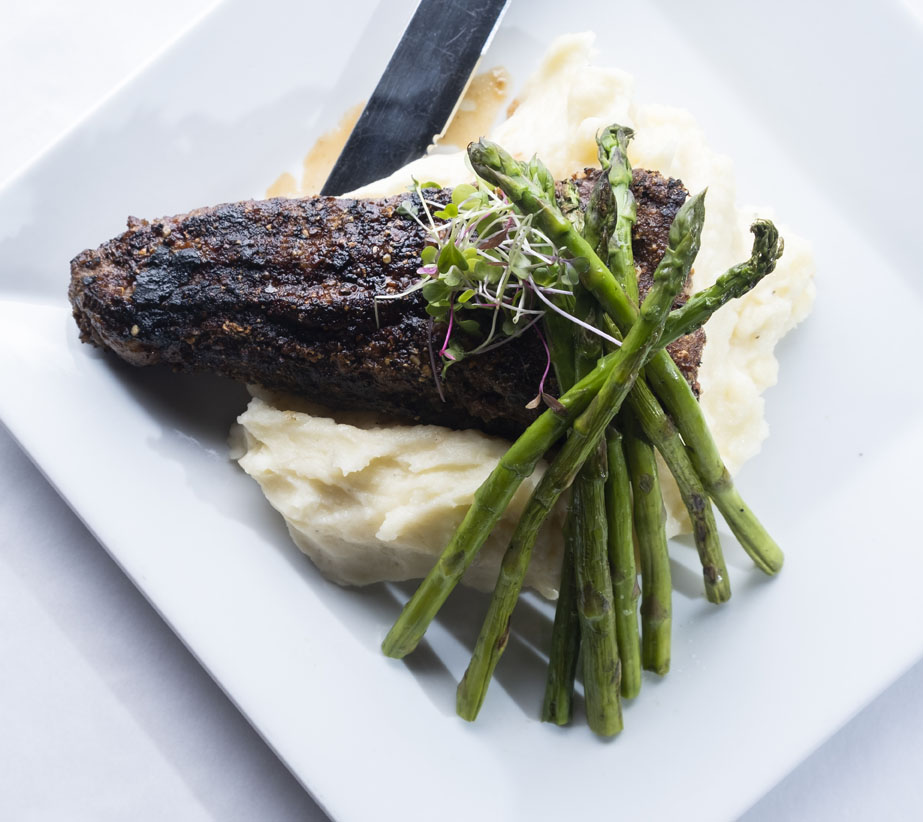 Steak with greens