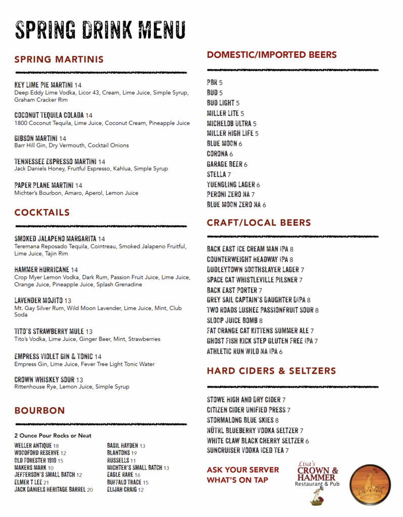 spring drink menu